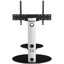 AVF Group Lugano Oval Pedestal TV Stand (Satin White with Black Glass)