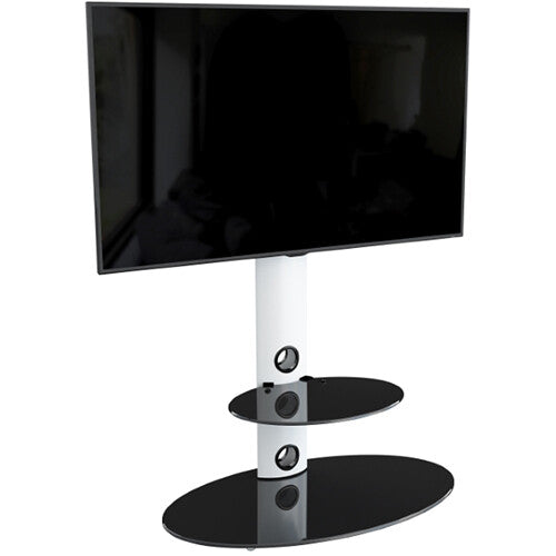 AVF Group Lugano Oval Pedestal TV Stand (Satin White with Black Glass)