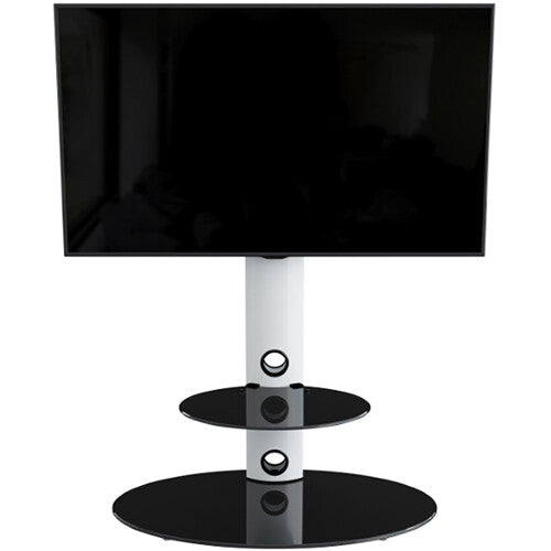 AVF Group Lugano Oval Pedestal TV Stand (Satin White with Black Glass)