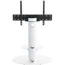 AVF Group Lugano Oval Pedestal TV Stand (Satin White with White Glass)