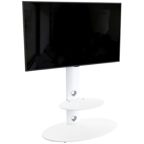 AVF Group Lugano Oval Pedestal TV Stand (Satin White with White Glass)