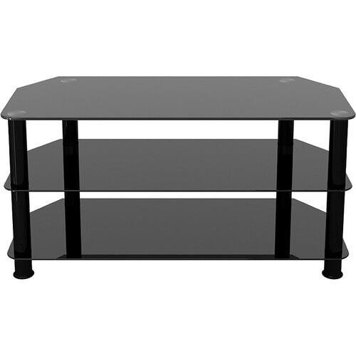 AVF Group 39" Classic Corner Glass TV Stand (Black with Black Glass)