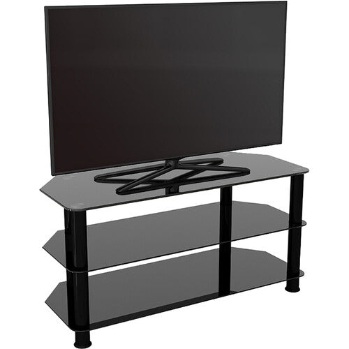 AVF Group 39" Classic Corner Glass TV Stand (Black with Black Glass)