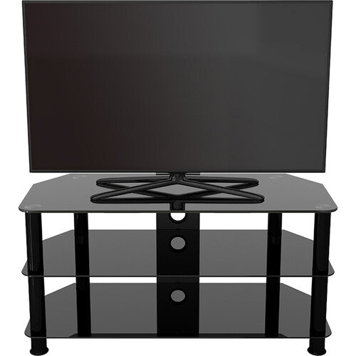 AVF Group 39" Classic Corner Glass TV Stand with Cable Management (Black with Black Glass)