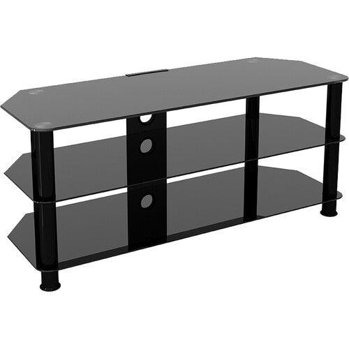 AVF Group 45" Classic Corner Glass TV Stand with Cable Management (Black with Black Glass)