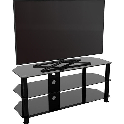 AVF Group 45" Classic Corner Glass TV Stand with Cable Management (Black with Black Glass)