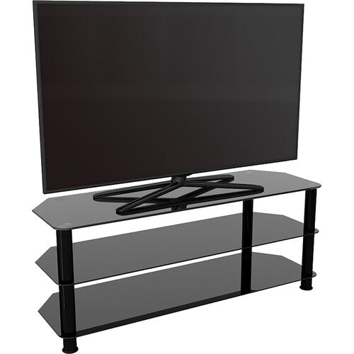 AVF Group 49" Classic Corner Glass TV Stand (Black with Black Glass)