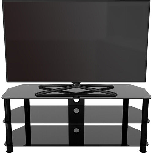 AVF Group 49" Classic Corner Glass TV Stand with Cable Management (Black with Black Glass)