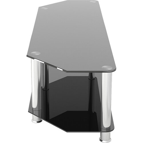 AVF Group Classic Corner Glass TV Stand (Chrome Effect with Black Glass)