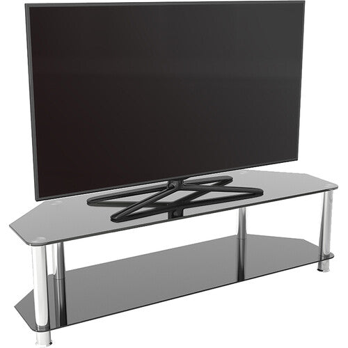 AVF Group Classic Corner Glass TV Stand (Chrome Effect with Black Glass)