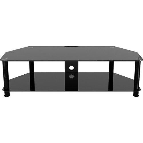 AVF Group Classic Corner Glass TV Stand with Cable Management (Black with Black Glass)