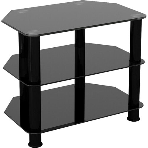 AVF Group 24" Classic Corner Glass TV Stand (Black with Black Glass)