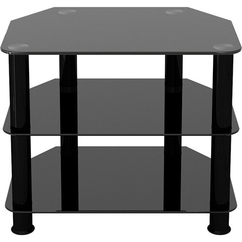 AVF Group 24" Classic Corner Glass TV Stand (Black with Black Glass)