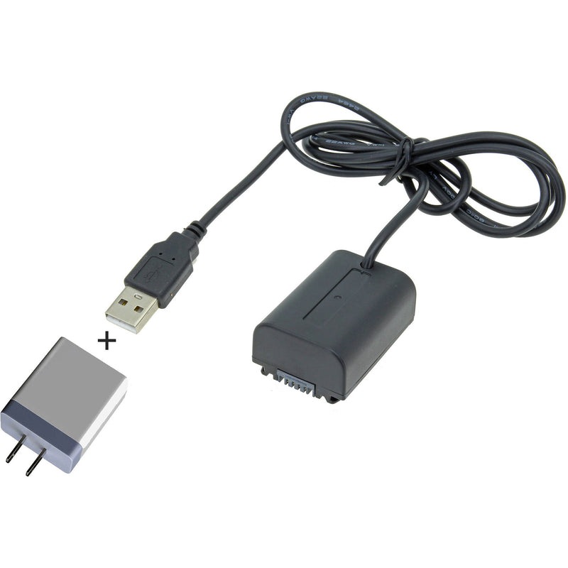 GyroVu USB to Sony NP-FV50 Dummy Battery Cable with AC Adapter (40")