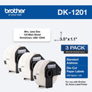 Brother DK1201 Die-Cut Standard Address Label (White, 400 Labels, 1.1 x 3.5", Three Pack)