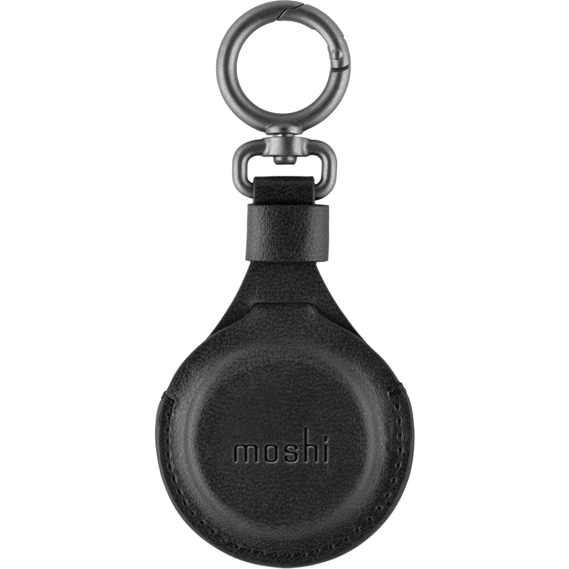 Moshi Vegan Leather AirTag Key Ring (Jet Black)