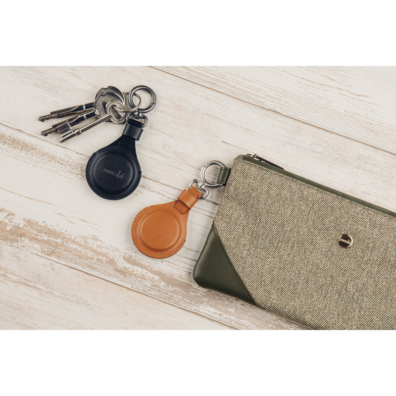 Moshi Vegan Leather AirTag Key Ring (Jet Black)