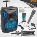 Pyle Pro PPHP82SM 8" 2-Way 400W Portable Bluetooth PA Speaker with Light Show, Microphone & Stand