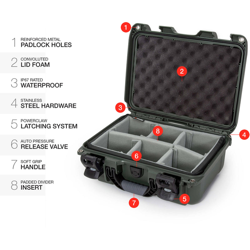 Nanuk 915 Hard Utility Case with Padded Divider Insert (Olive)