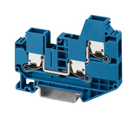 PHOENIX CONTACT 1329506 DIN Rail Mount Terminal Block, 3 Ways, 20 AWG, 8 AWG, 6 mm&sup2;, Push-X, 41 A