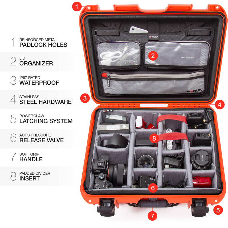 Nanuk 930 Hard Case with Pro Photo Kit (Orange)