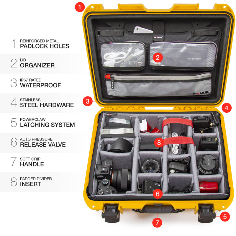 Nanuk 930 Hard Case with Pro Photo Kit (Yellow)