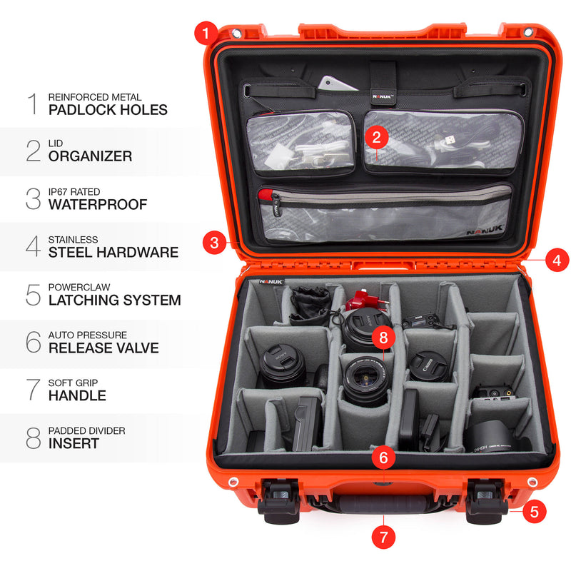 Nanuk 933 Hard Case Pro Photo Kit (Orange, 36.4L)