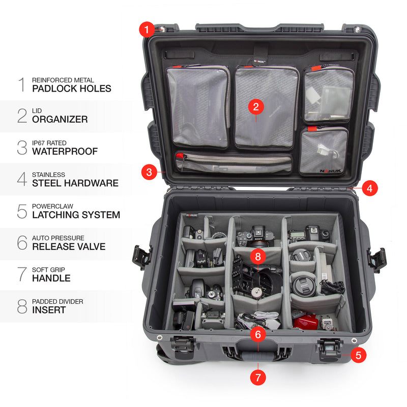 Nanuk 960 Wheeled Hard Camera Case Pro Photo Kit (Graphite, 79L)