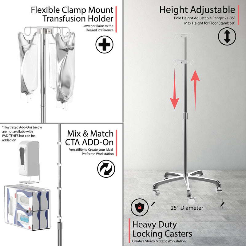 CTA Digital Rolling Floor Stand with IV Pole