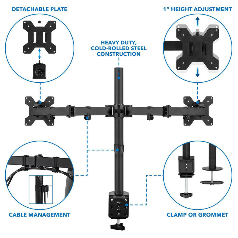 Mount-It! Full Motion Dual Monitor Desk Mount for 13-27" Monitors