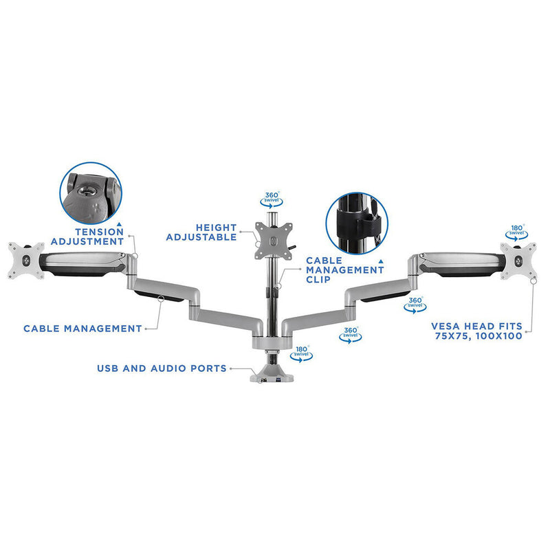 Mount-It! Triple Monitor Desk Mount for 24 to 32" Displays