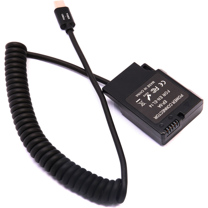 DigitalFoto Solution Limited Nikon EN-EL14 Dummy Battery + USB Type-C Coiled Power Cable