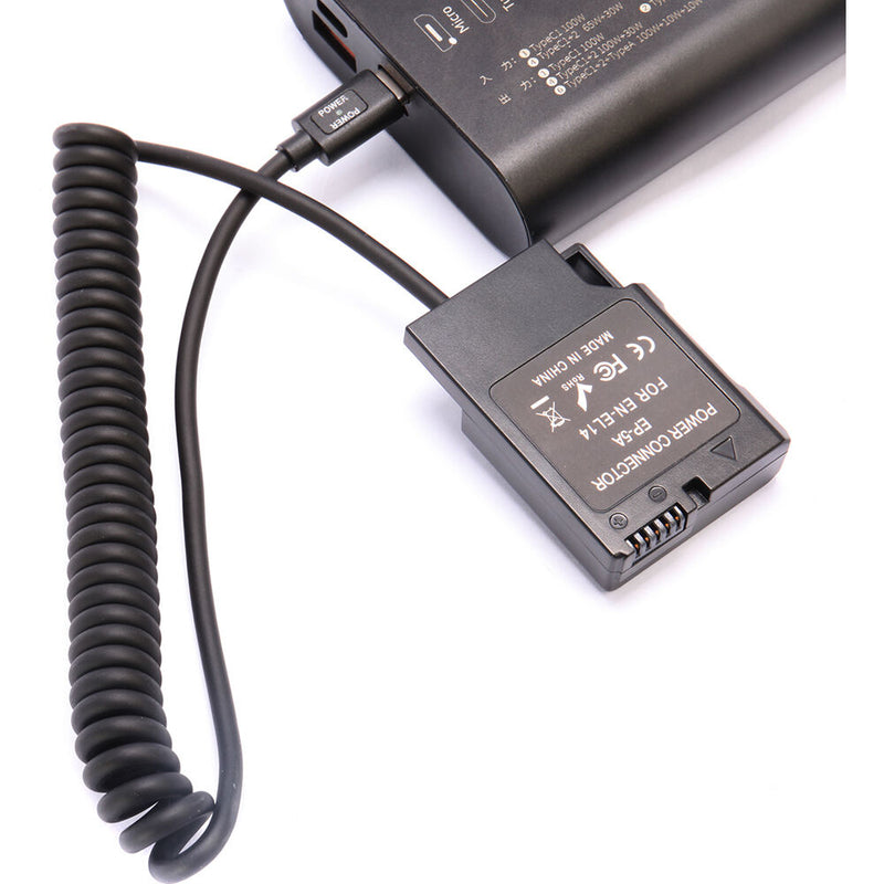 DigitalFoto Solution Limited Nikon EN-EL14 Dummy Battery + USB Type-C Coiled Power Cable