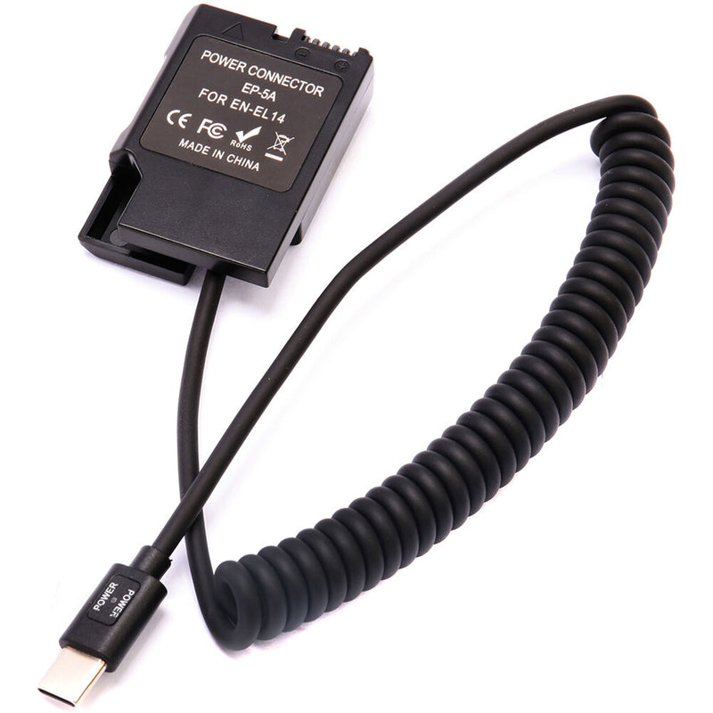 DigitalFoto Solution Limited Nikon EN-EL14 Dummy Battery + USB Type-C Coiled Power Cable