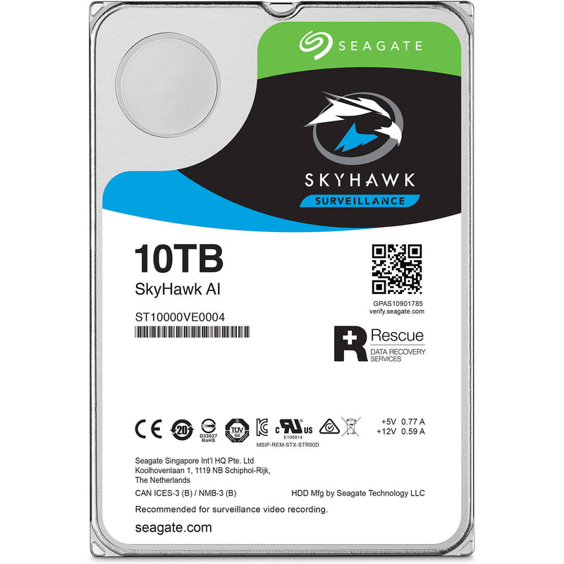 Seagate 10TB SkyHawk AI 7200 rpm SATA III 3.5" Internal Surveillance HDD (Retail)