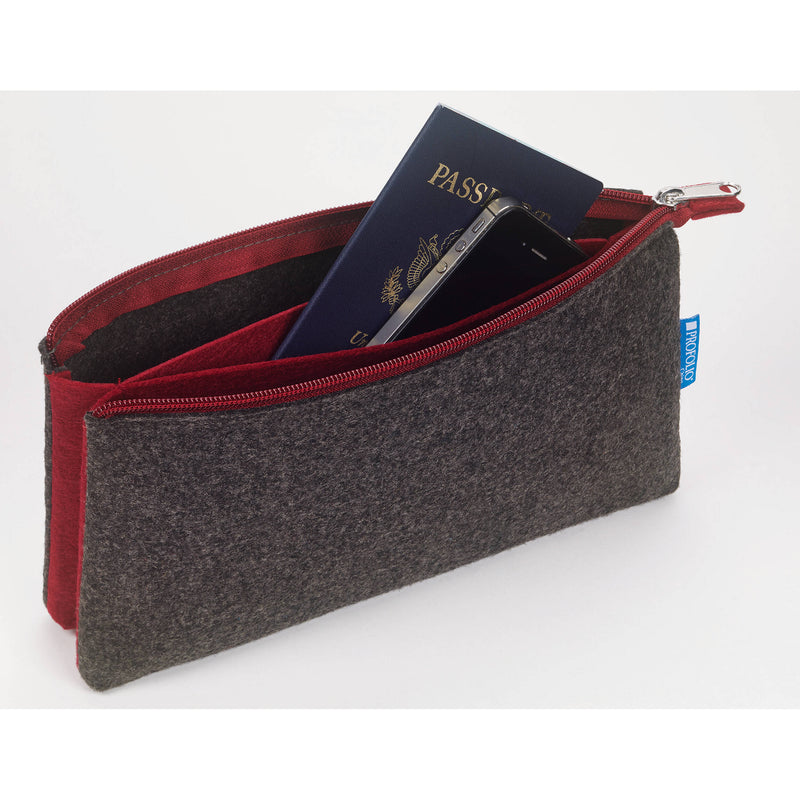 Itoya ProFolio Midtown Pouch (Charcoal/Maroon, 4 x 7")