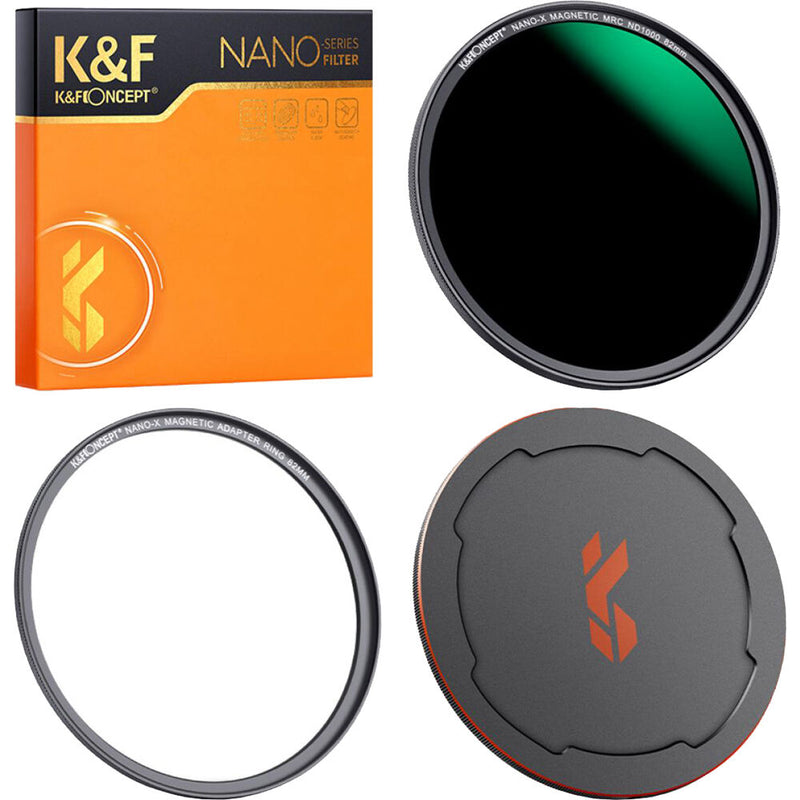 K&F Concept Nano-X Magnetic ND1000 Filter with Adapter Ring & Lens Cap (82mm)