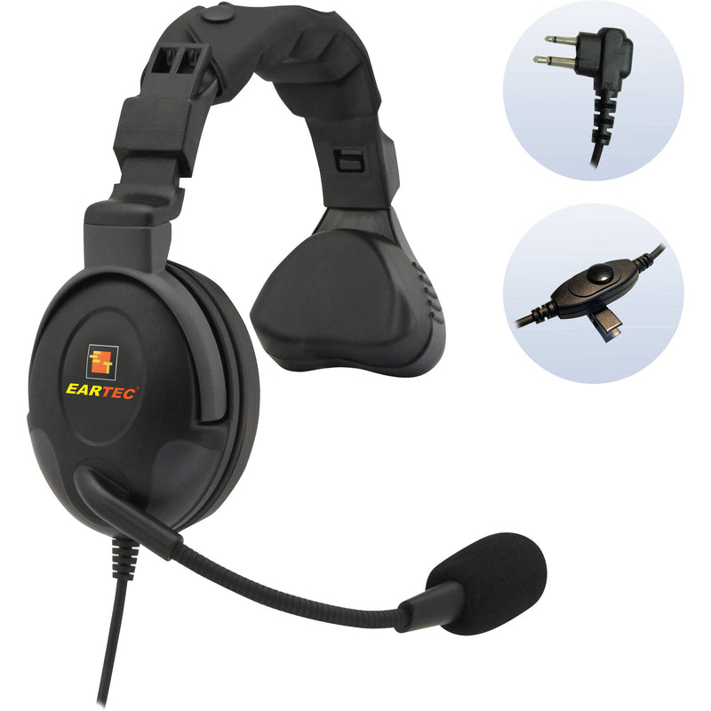 Eartec Proline Single Headset with Motorola 2-Pin Plug Inline PTT