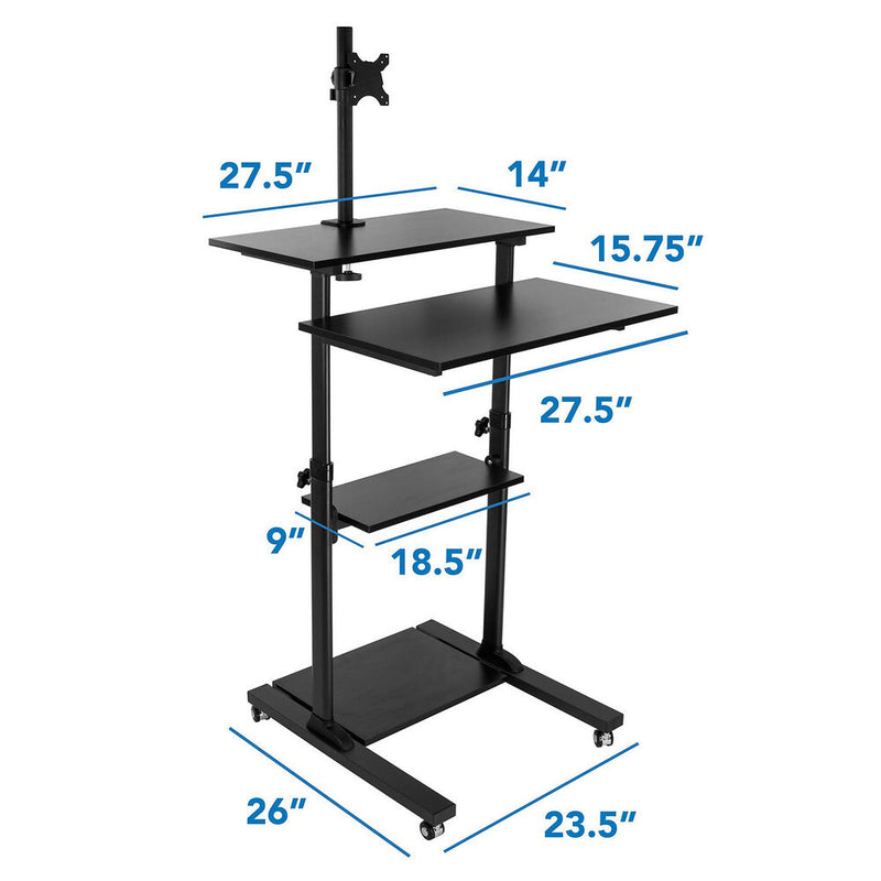 Mount-It! Rolling Computer Workstation with Monitor Mount (Black)