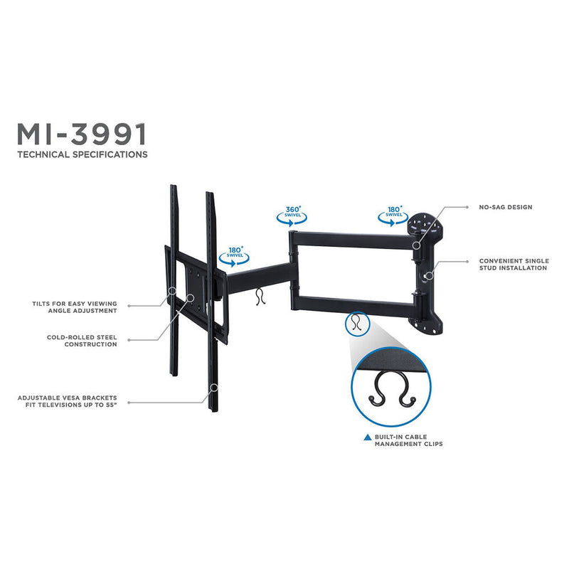 Mount-It! Full-Motion Wall Mount for 32 to 55" Displays