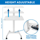 Mount-It! Adjustable Rolling Laptop Desk (White)