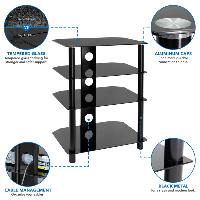 Mount-It! Four-Tiered A/V Component TV Stand