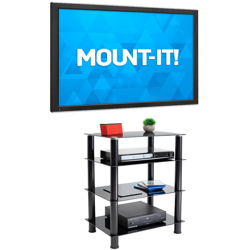 Mount-It! Four-Tiered Glass A/V Media Stand