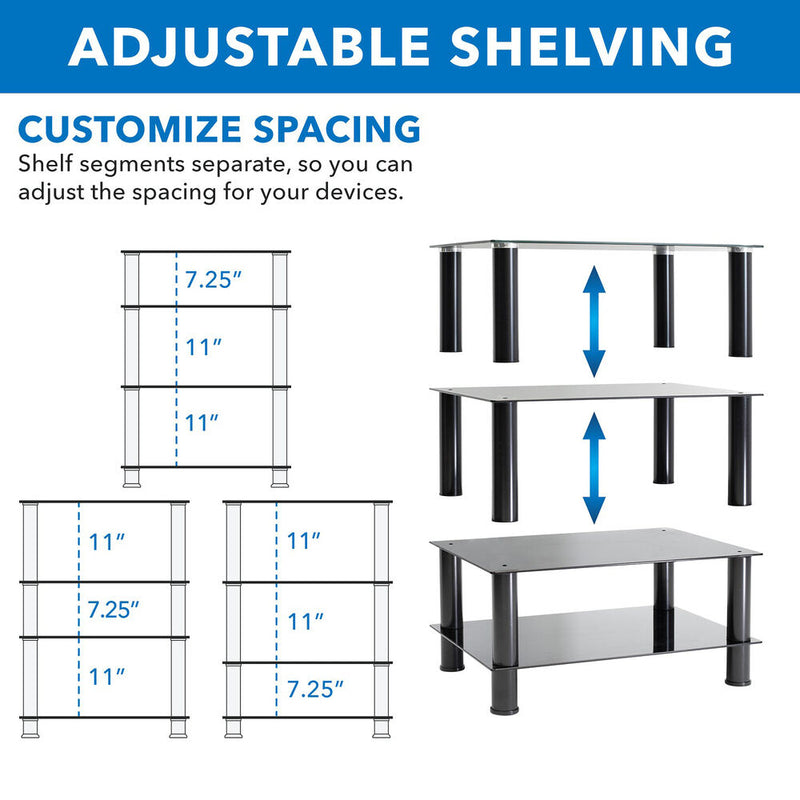 Mount-It! Four-Tiered Glass A/V Media Stand