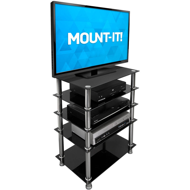 Mount-It! Five-Tiered Glass A/V Media Stand