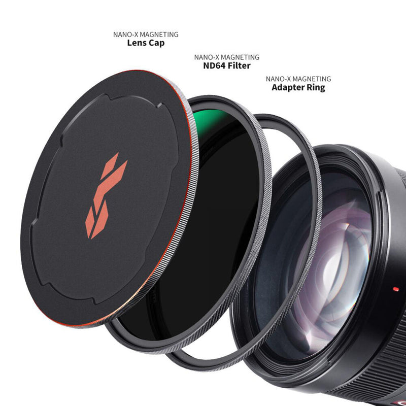 K&F Concept Nano-X Magnetic ND64 Filter with Adapter Ring & Lens Cap (55mm)