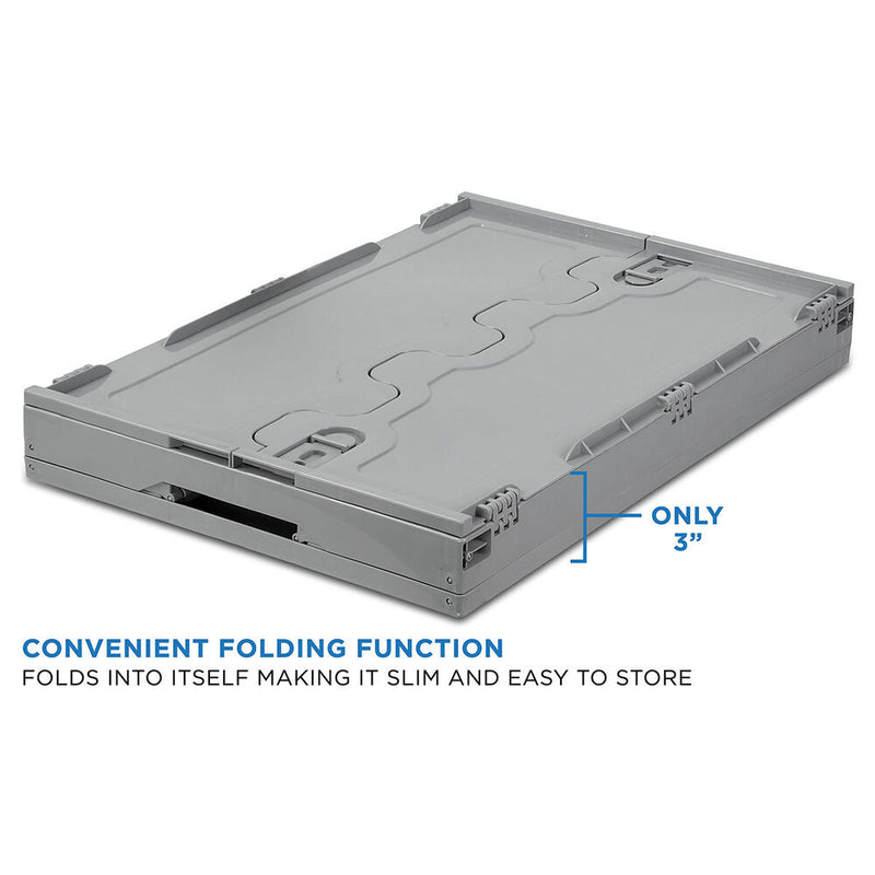 Mount-It! Collapsible Plastic Storage Crate with Attached Lid (65L Capacity)