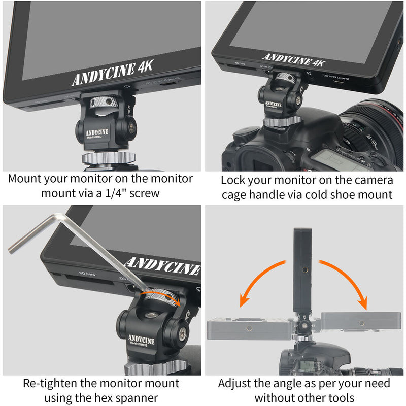 ANDYCINE Field Monitor Mount with Swivel & Tilt Adjustment for 5 or 7" Monitor