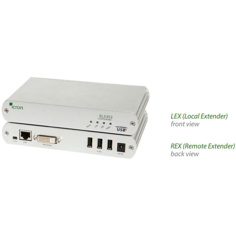 Icron DVI/USB 2.0 over CAT 5e/6/7 KVM Extender System (328')