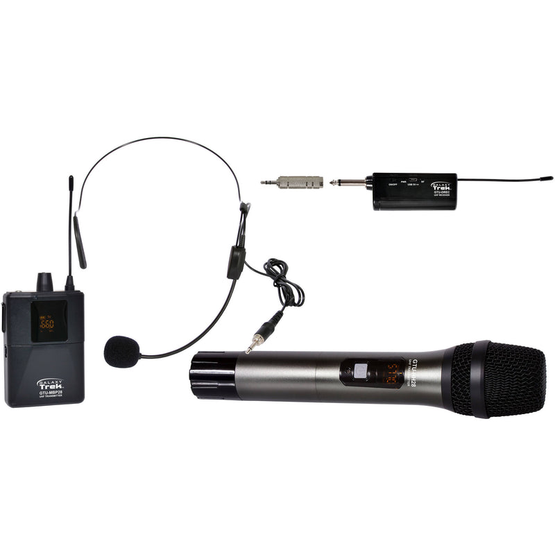 Galaxy Audio Trek GTU Mini UHF Dual Wireless Microphone System with 1 Handheld Mic and 1 Headset Mic (A & B: 524.5 to 594.5 MHz)